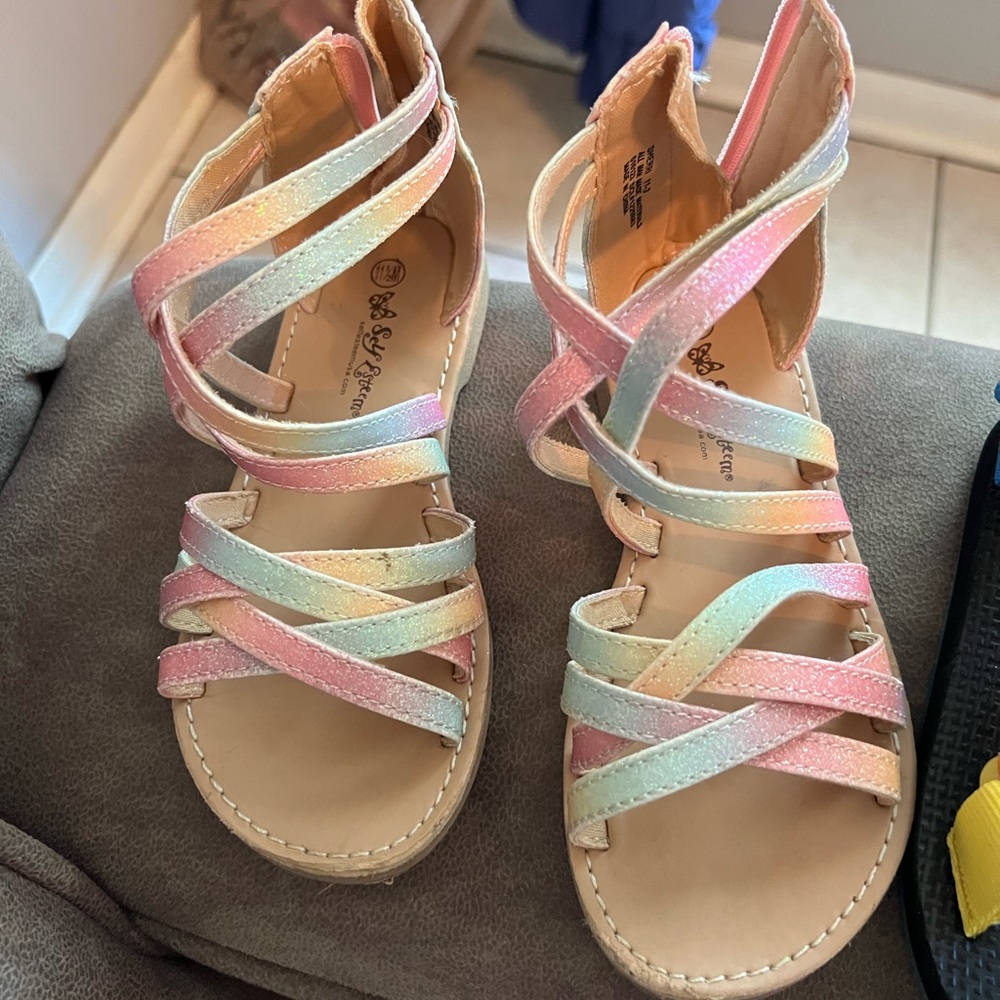 Self esteem cotton candy glitter sandals